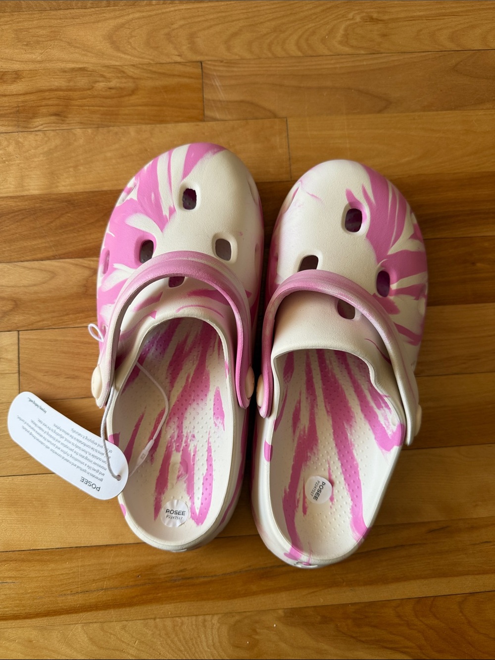 Pink Swirl Clog Mules with Adjustable Heel Strap